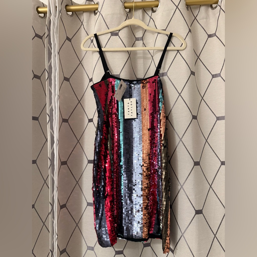 Tanya Taylor Sequin Stripe Erykah Mini Slip Dress - Picture 2 of 9
